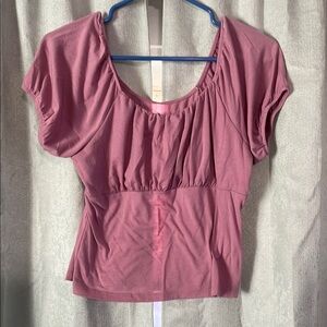 Pink Ruched Cap Sleeve Blouse